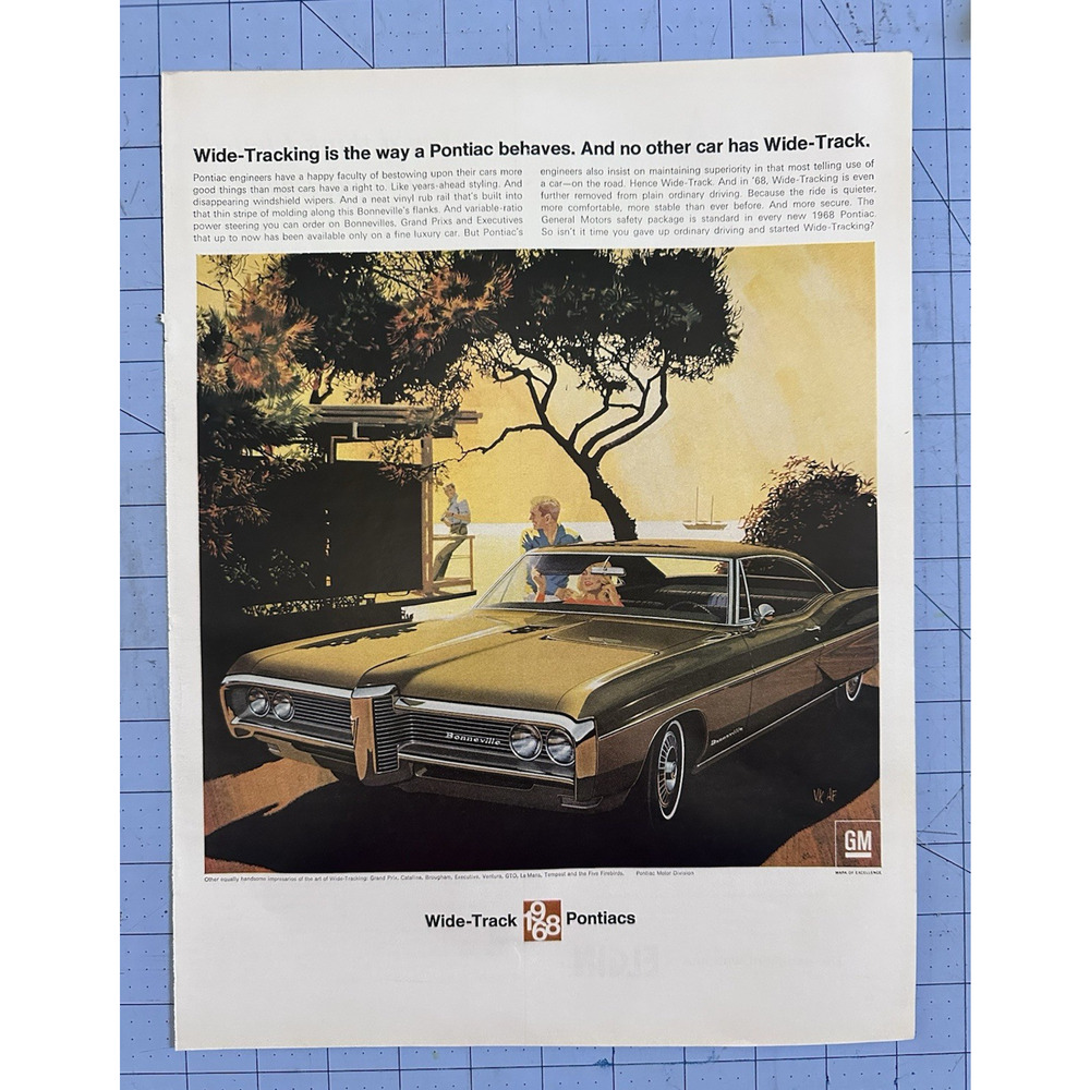 VTG 1967 Orig Magazine Ad Wide-Tracking Is The Way PONTIAC Car Behaves